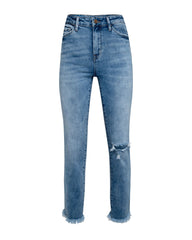 Adriana High Rise Distressed Slim Straight Denim