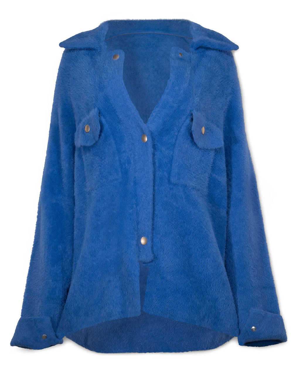 Aiden Fuzzy Knit Shacket - Blue - FINAL SALE