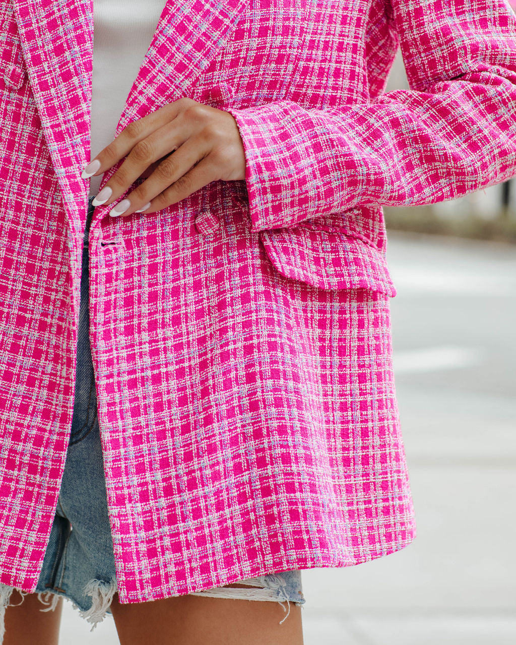 Ainsley Tweed-Blazer mit Taschen - Hot Pink 