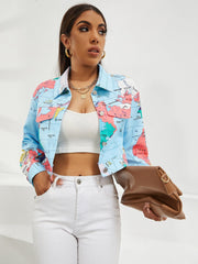 All Over Print Button Front Jacket Sai Feel