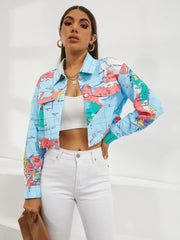 All Over Print Button Front Jacket Sai Feel