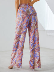 All Over Print Wide Leg Belted Pants Sai Feel