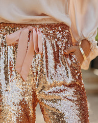 All Ritz Pocketed Sequin Crop Pants - Rose Gold - FINAL SALE