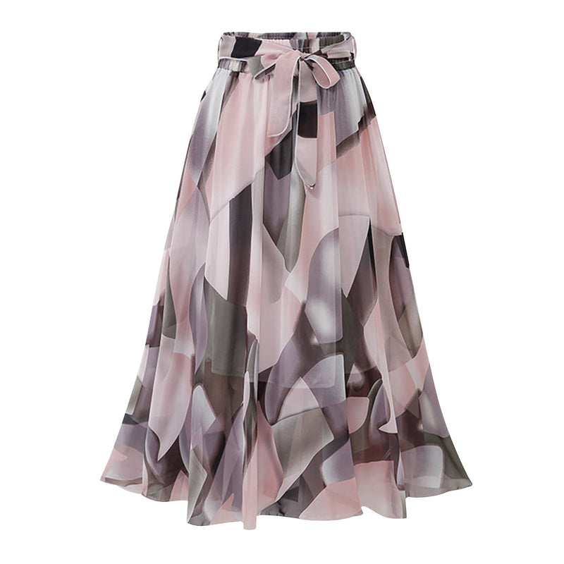 Allover Floral Print Flare Skirt  - Pink