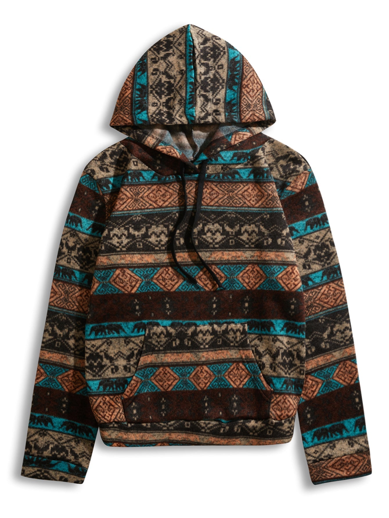 Allover Print Kangaroo Pocket Hoodie Sai Feel