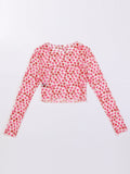 Allover Sweetheart Print See Through Mesh Top Sai Feel