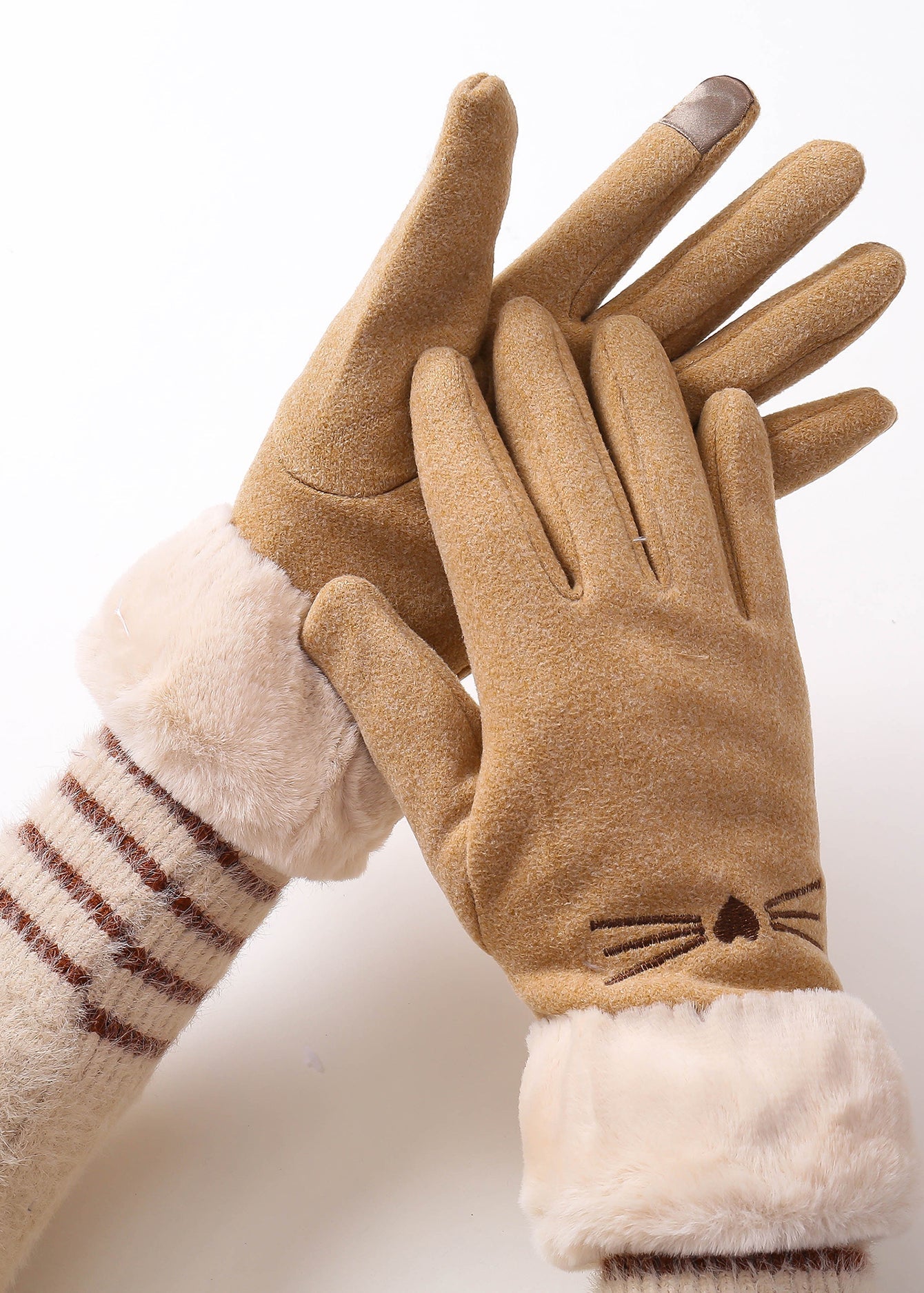 Animal Suede Sherpa Gloves Sai Feel