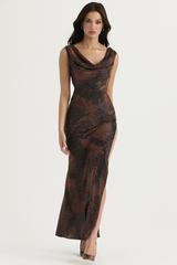 Antique Copper Bias Cut Maxi Dress Sai Feel