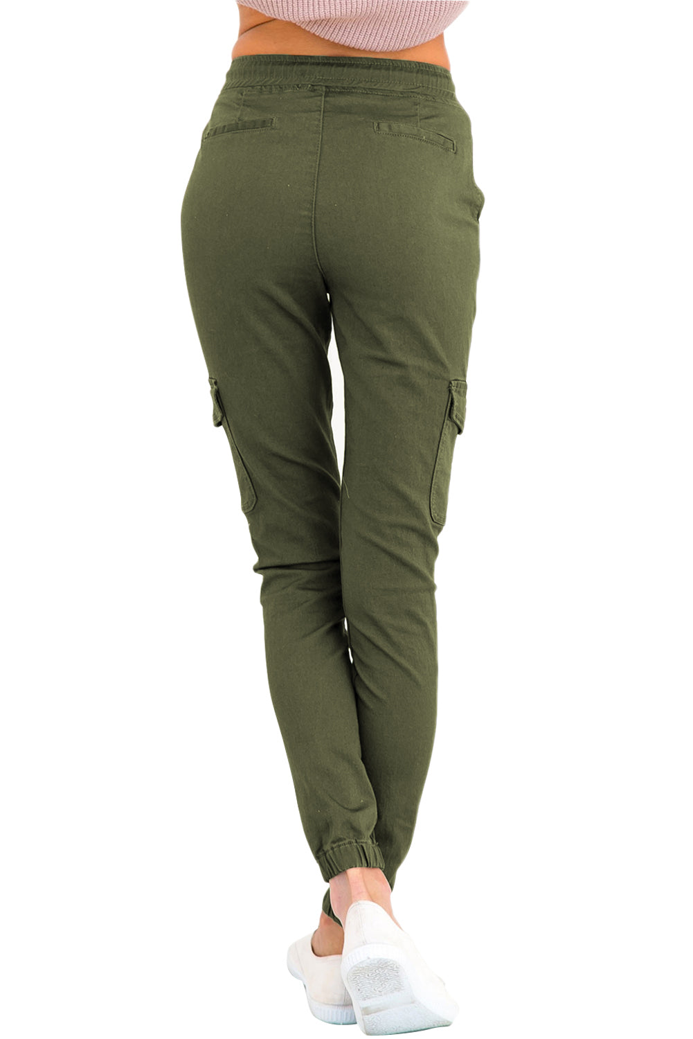 Army Green Drawstring Ankle Pocket Denim Jeans Sai Feel
