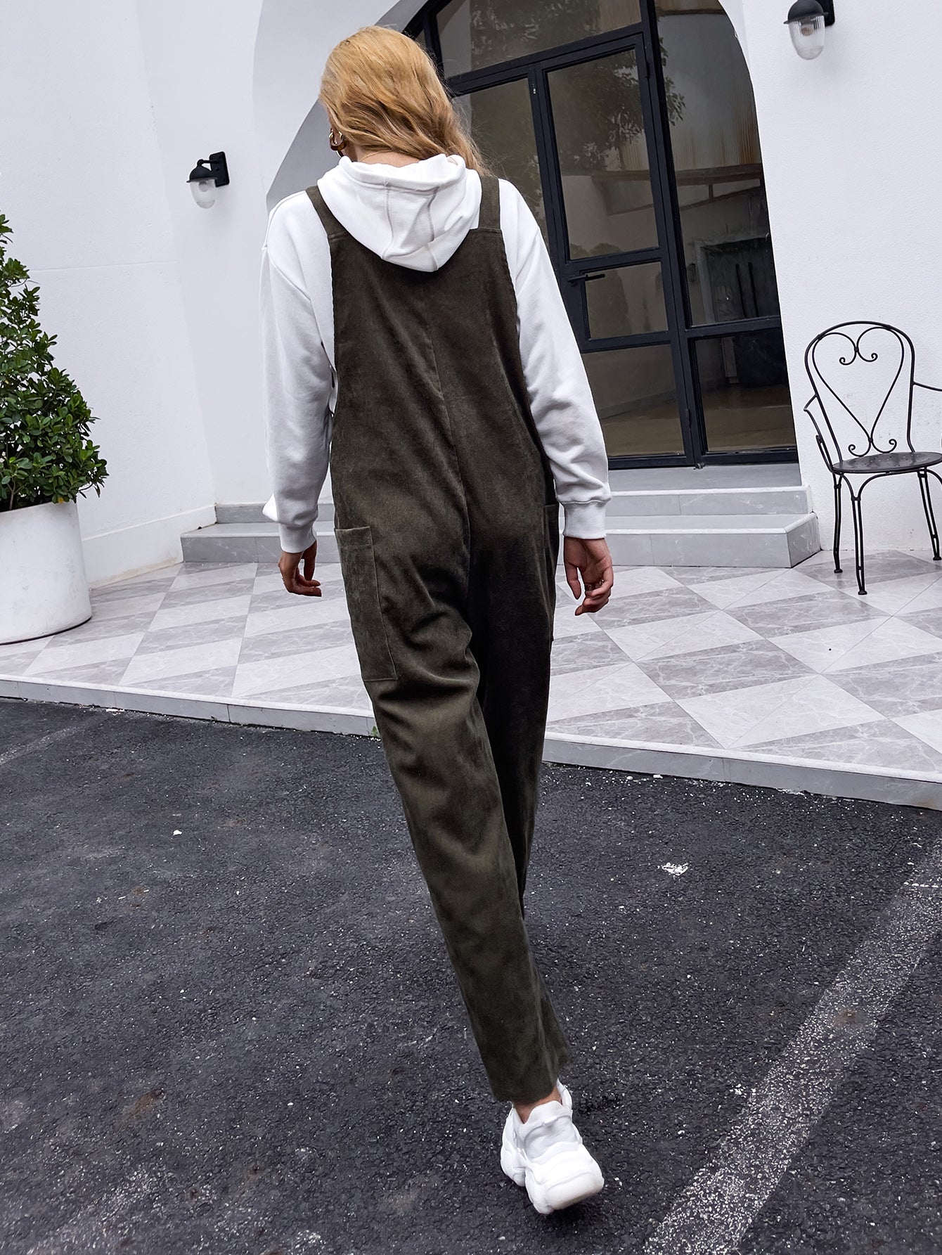 Army green suspender jumpsuit Sai Feel