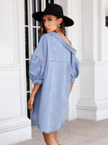 Asymmetric Cold Shoulder Denim Dress Sai Feel