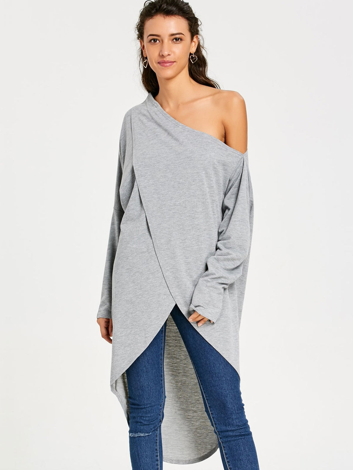 Asymmetrical Neck High Low Dress Sai Feel