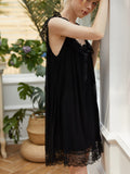 BOW FRONT LACE TRIM NIGHT DRESS Sai Feel