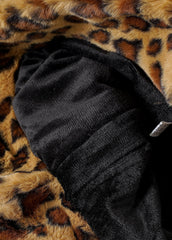 Bear Ear Leopard Print Fuzzy Bucket Hat Sai Feel