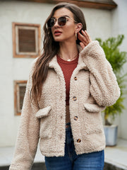 Beige plush pocket coat Sai Feel