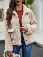 Beige plush pocket coat Sai Feel