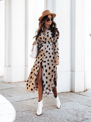 Belted Wrap Slit A-line Shirt Dress Sai Feel