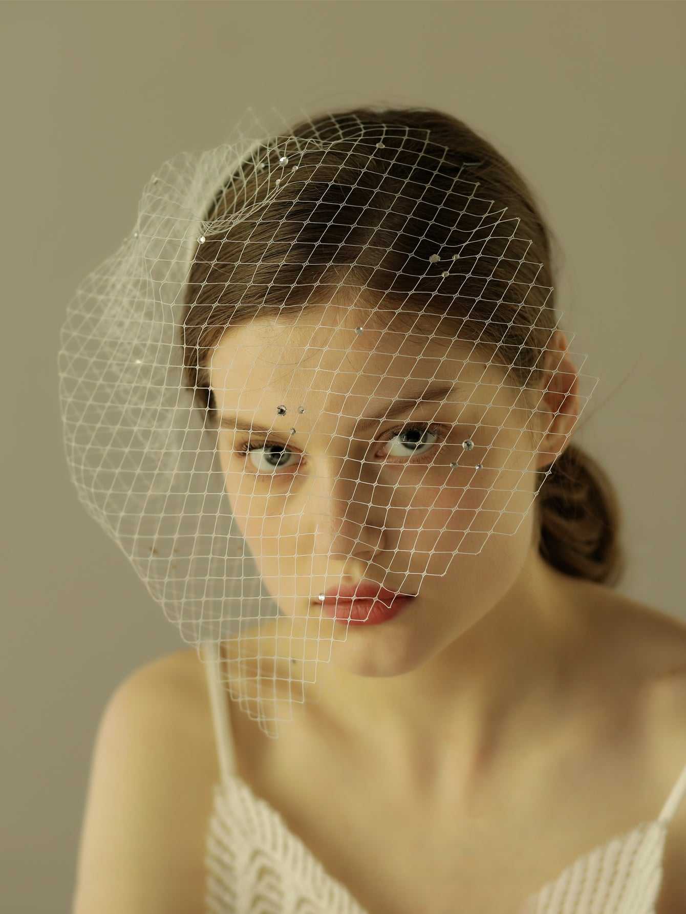 Birdcage Rhinestone mesh wedding Veil Hair Clip Sai Feel
