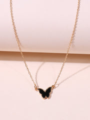 Black Butterfly Charm Necklace Sai Feel