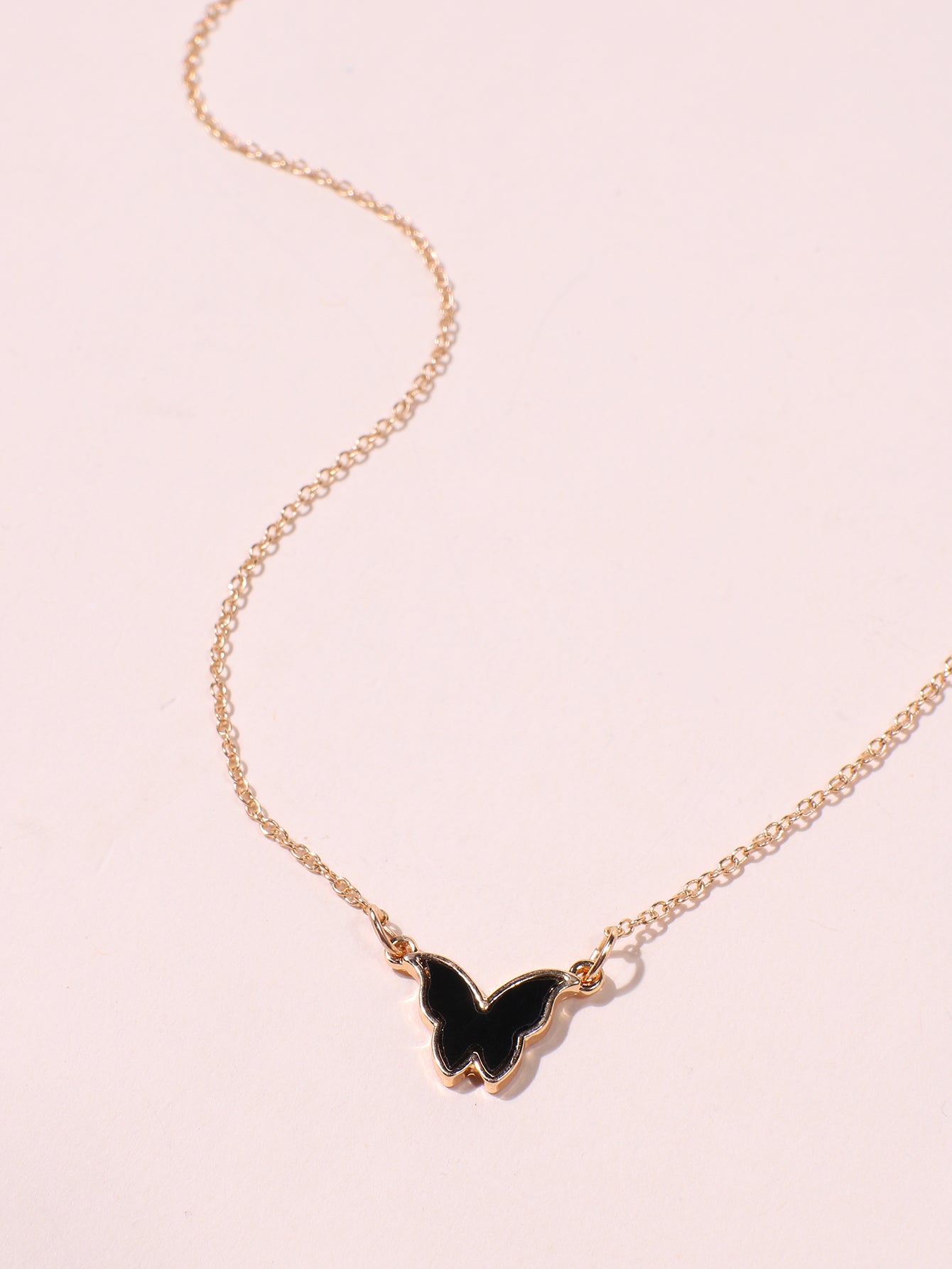 Black Butterfly Charm Necklace Sai Feel