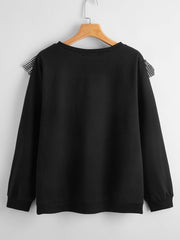 Black Contrast Ruffle Hem Pullover Sai Feel