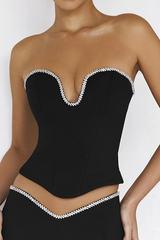 Black Crystal Trimmed Corset Sai Feel