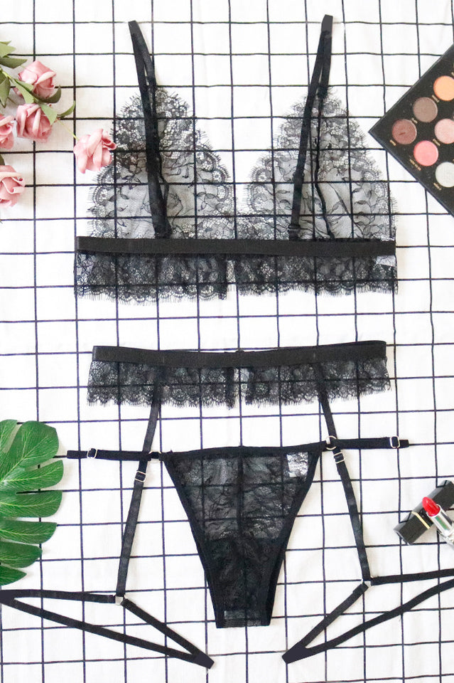 Black Lace Bra Set Sai Feel