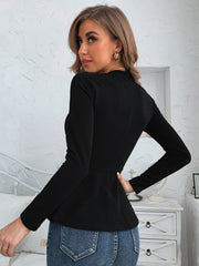 Black Peplum Top Sai Feel