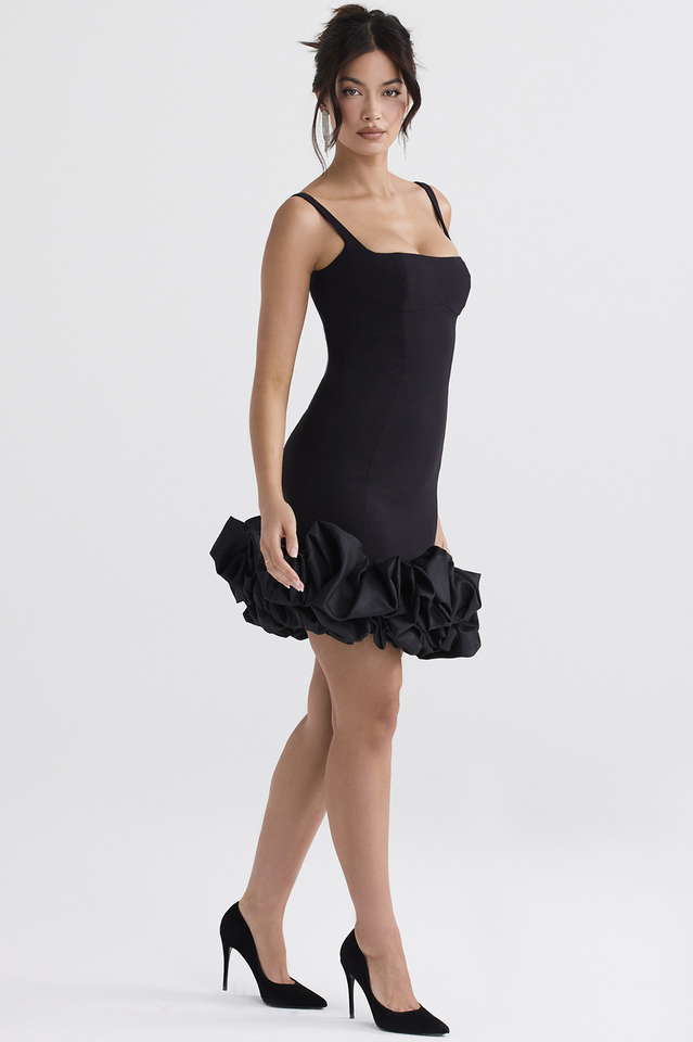 Black Ruffle Hem Dress Sai Feel