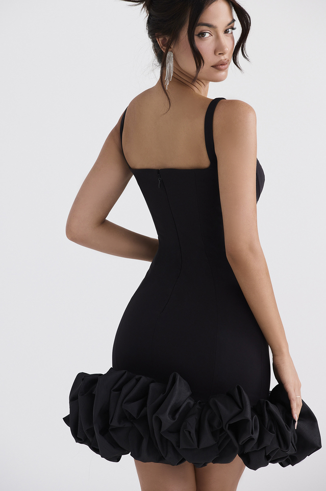 Black frill top bottom dress