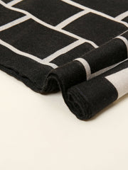 Black and white plaid cotton and linen scarf Sai Feel