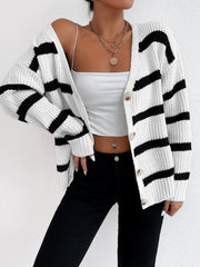 Black and white striped cardigan sweater Sai Feel