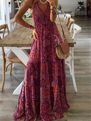 Bohemian Print Sling Sleeveless Dress Sai Feel