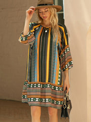 Boho Print Ruffle Hem Dress Sai Feel