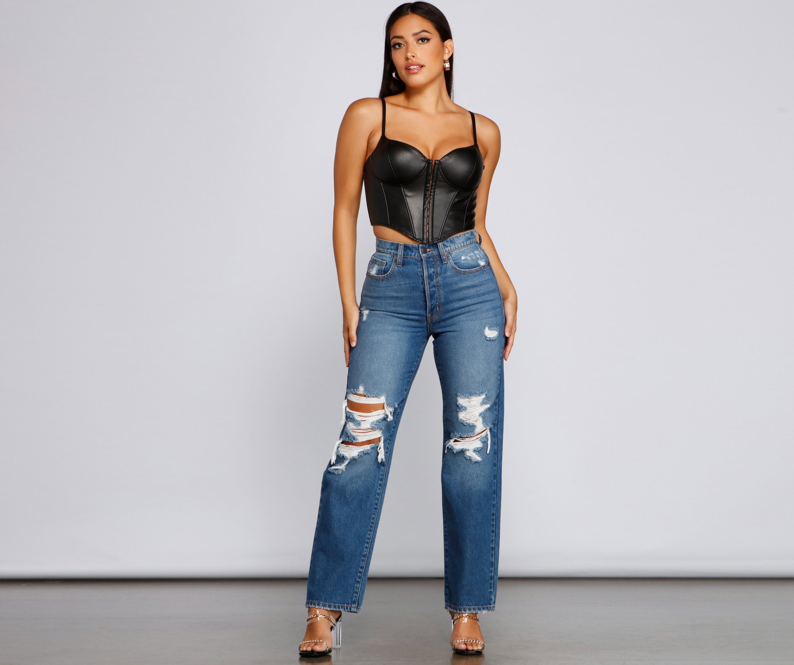 Bold Moment Faux Leather Corset Top Sai Feel