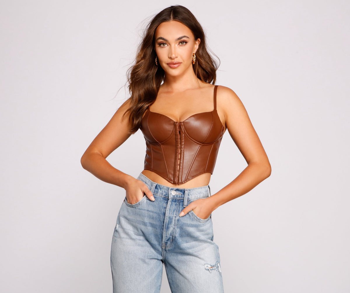 Bold Moment Faux Leather Corset Top Sai Feel