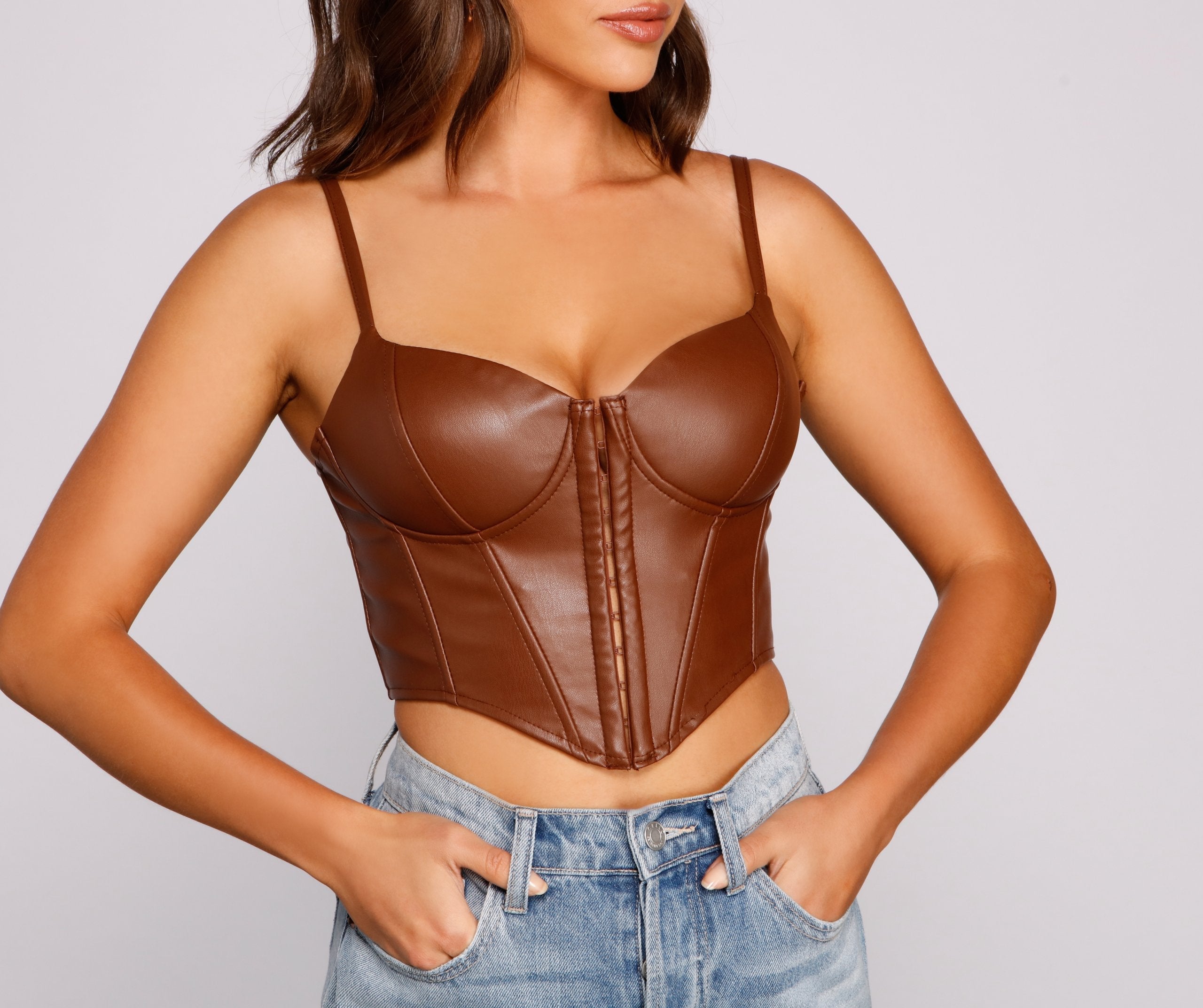 Bold Moment Faux Leather Corset Top Sai Feel