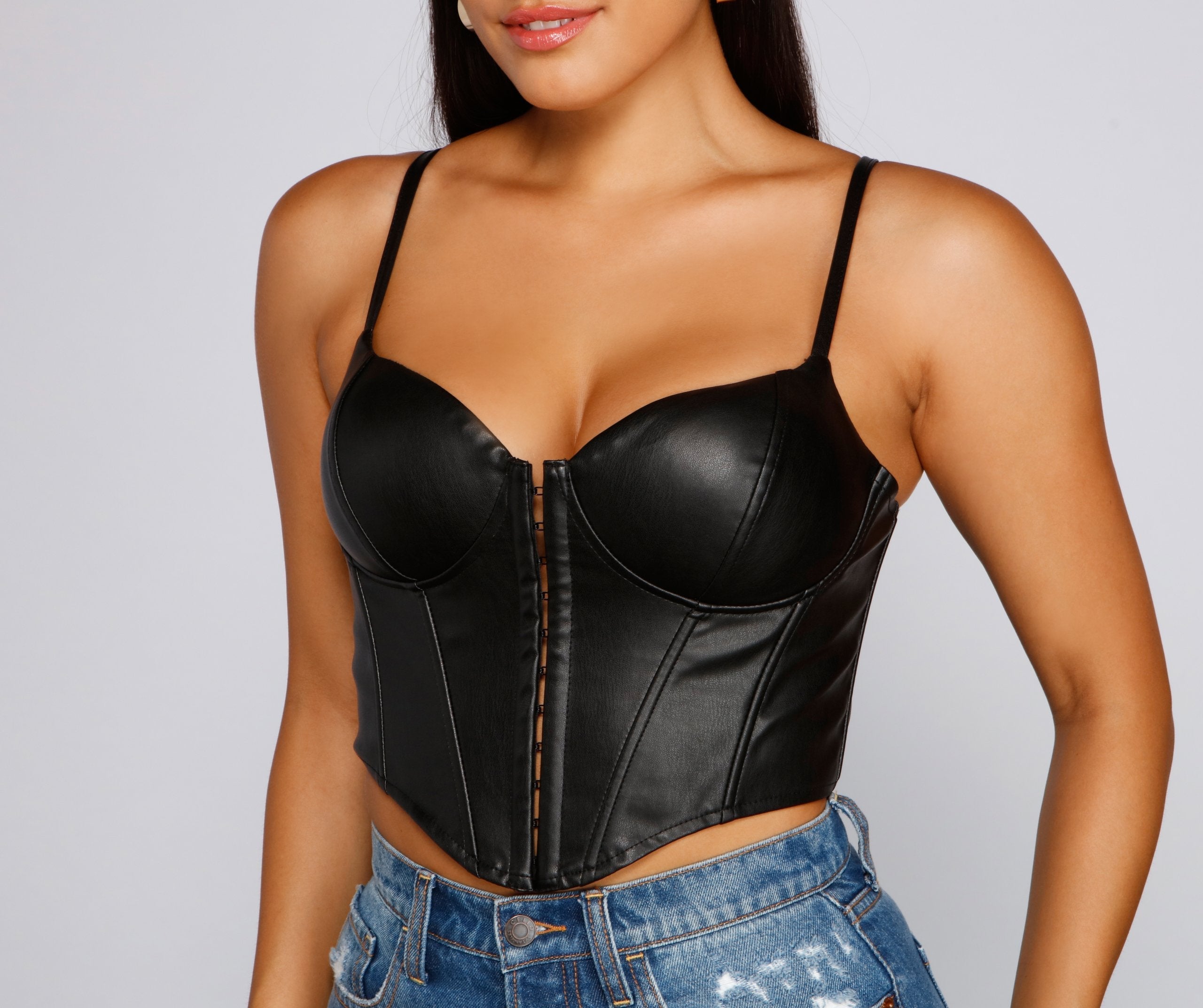 Bold Moment Faux Leather Corset Top Sai Feel