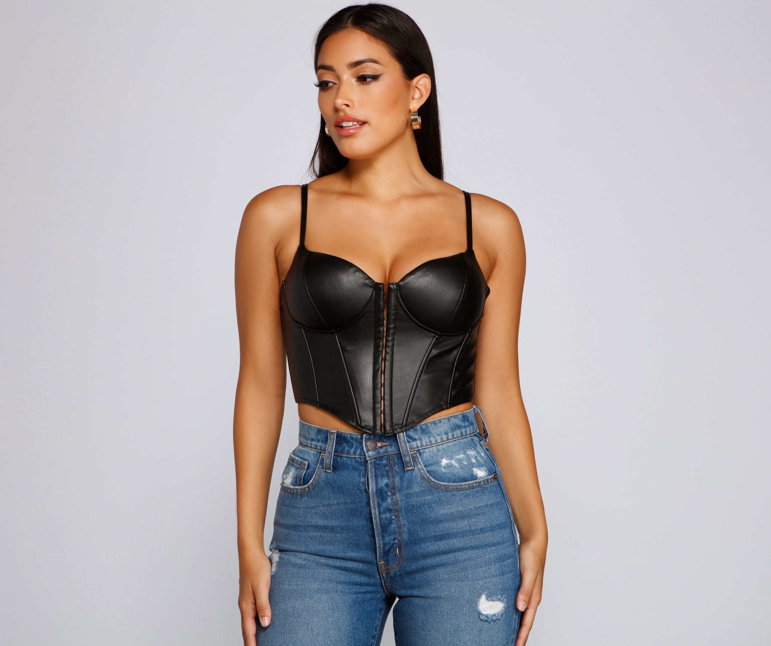 Bold Moment Faux Leather Corset Top Sai Feel