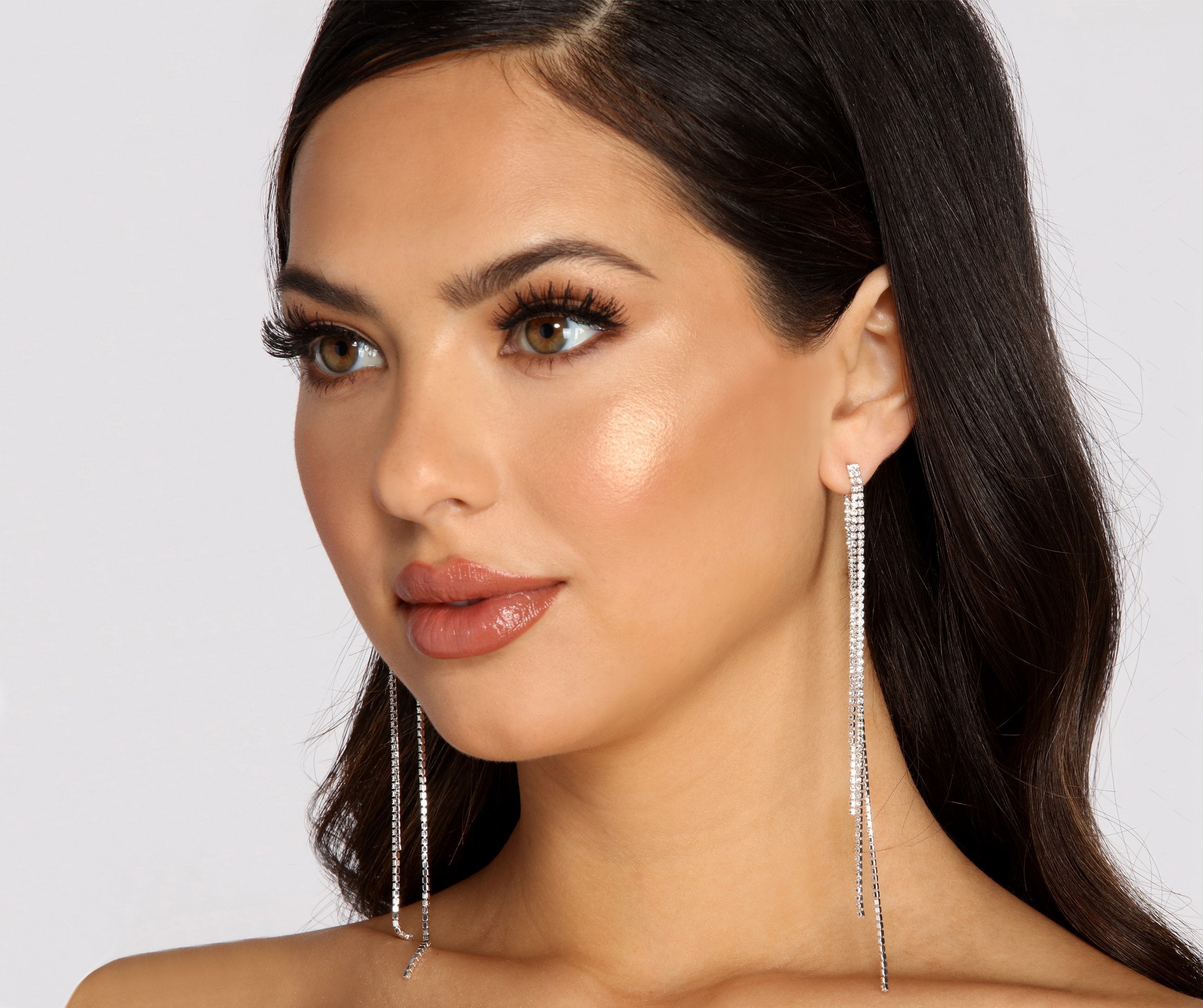 Born To Be Glam Rhinestone Fringe Earrings Sai Feel