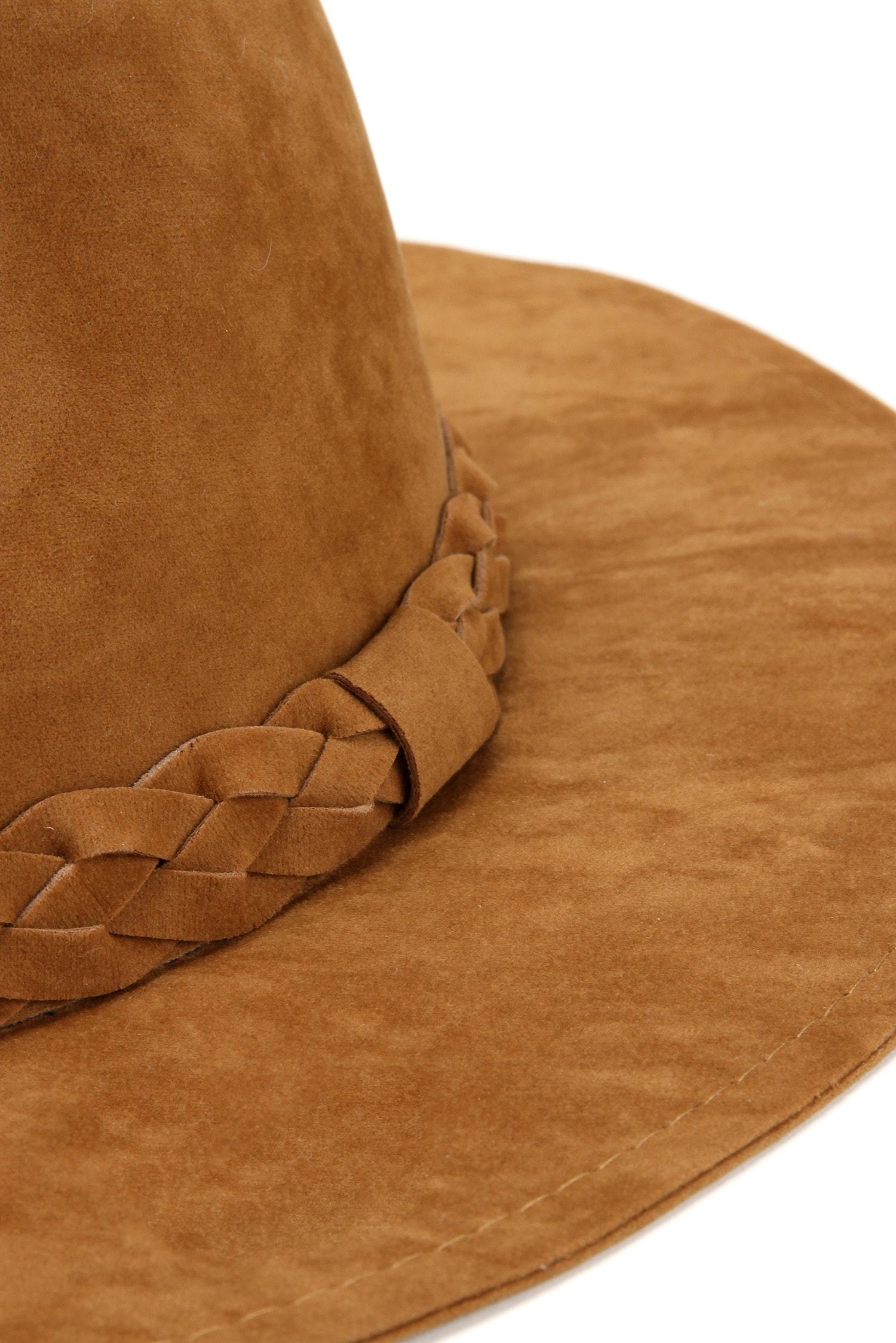 Braided Faux Suede Panama Hat Sai Feel