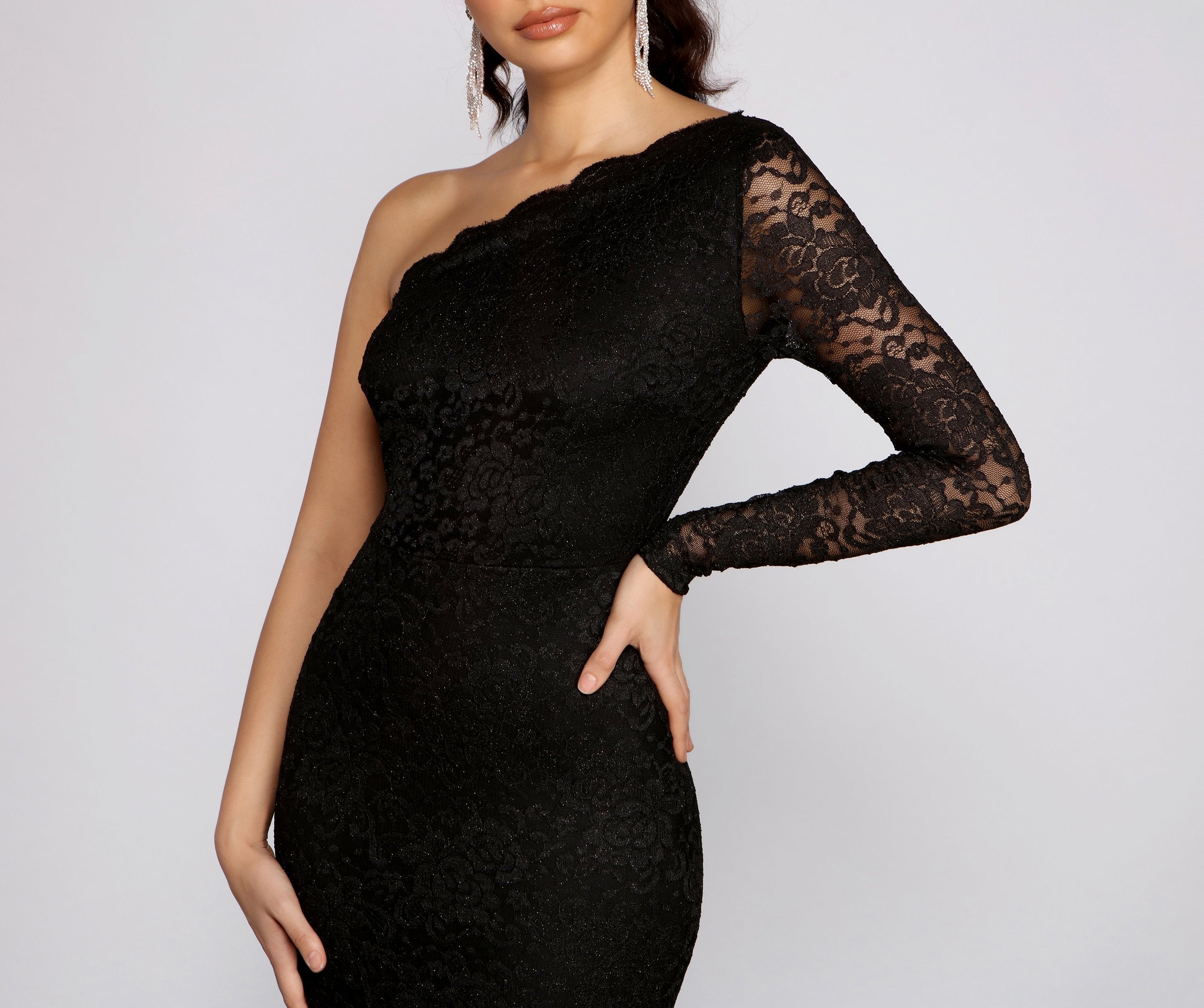 Brea Formal Lace One Shoulder Dress Sai Feel