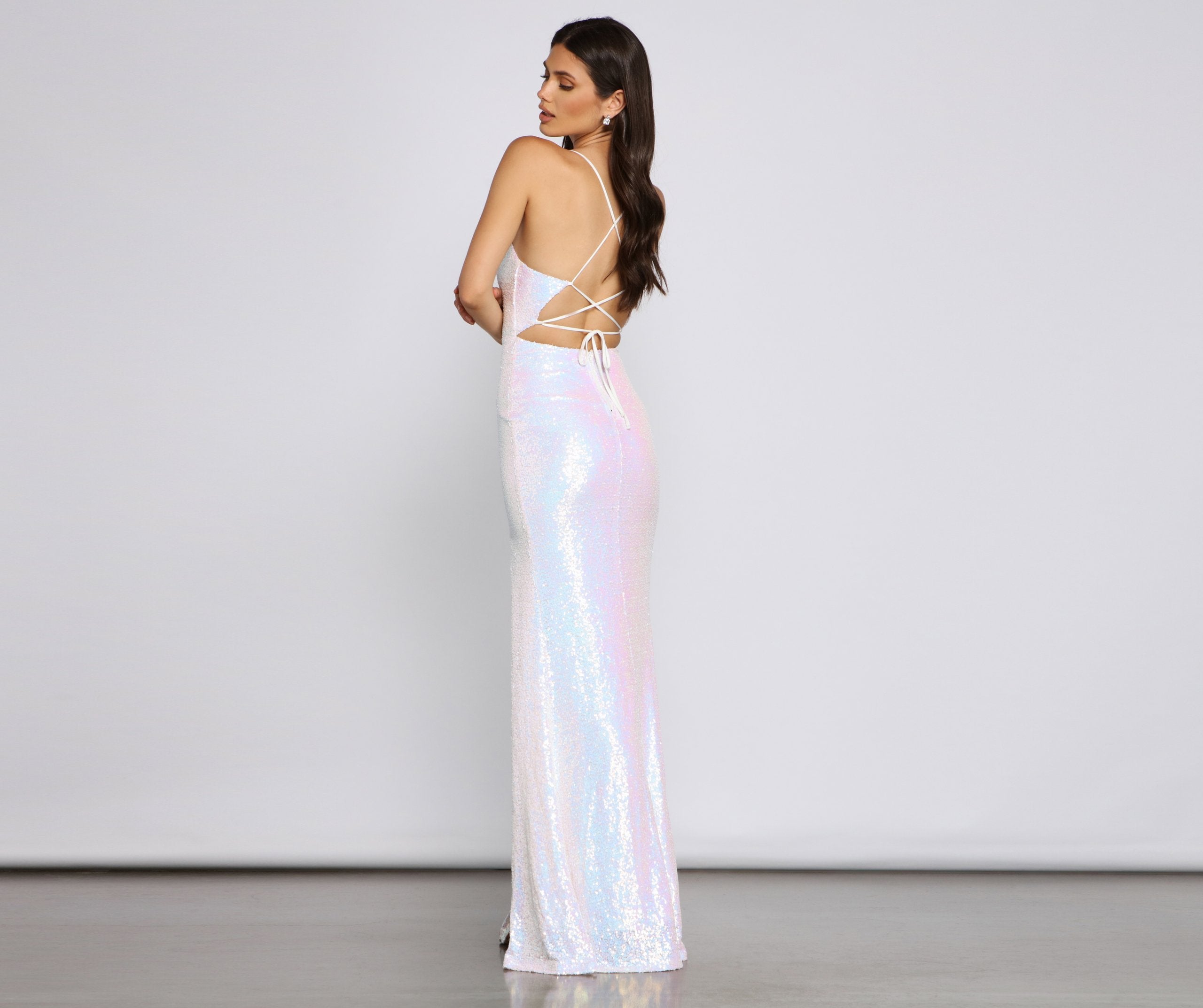 Brenna High-Slit Sequin Mermaid Dress Sai Feel