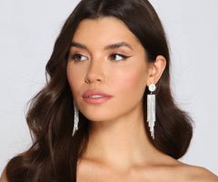 Bring The Dazzle Rhinestone Fringe Earrings Sai Feel