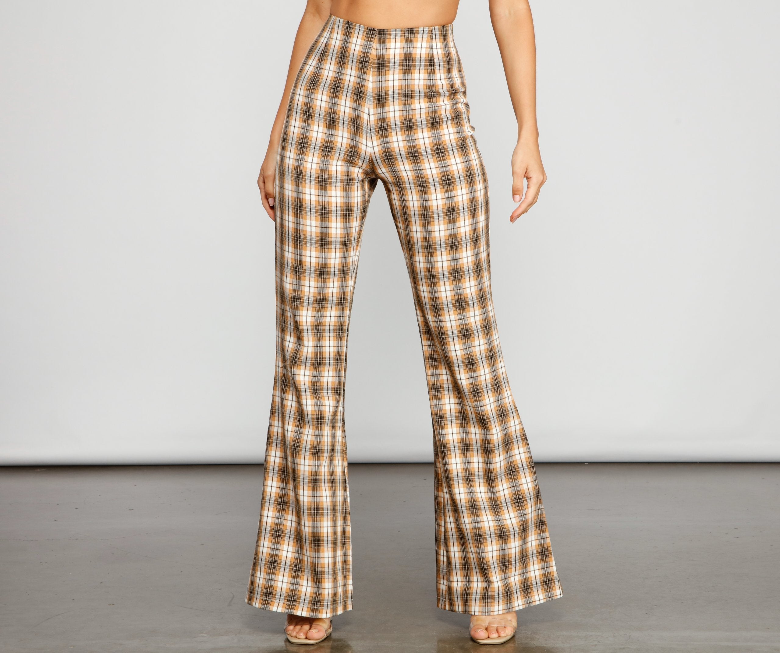 Bring The Flare Plaid Pants Sai Feel