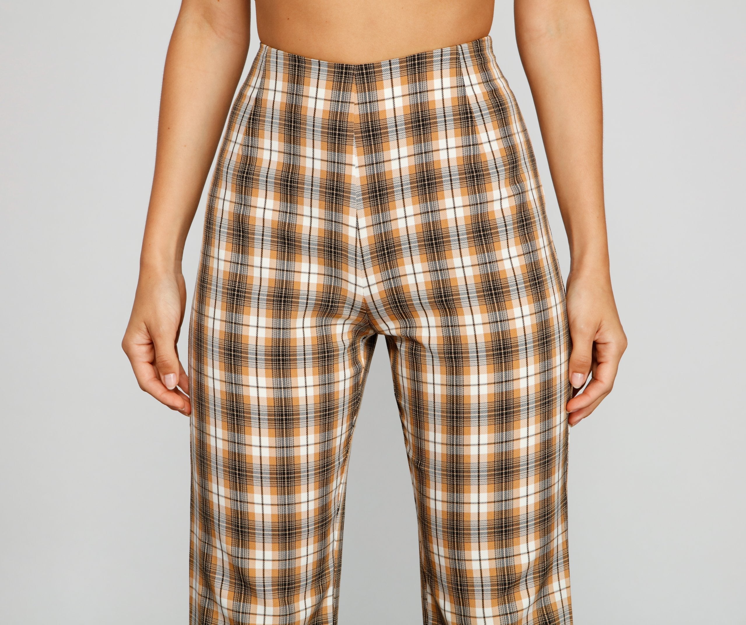 Bring The Flare Plaid Pants Sai Feel