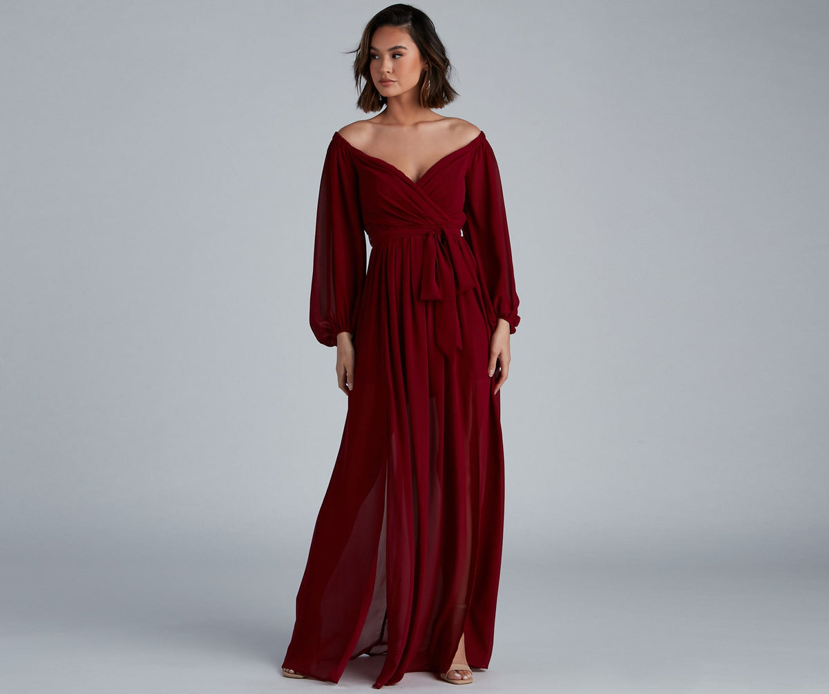 Britt Off-The-Shoulder Chiffon Formal Dress Sai Feel