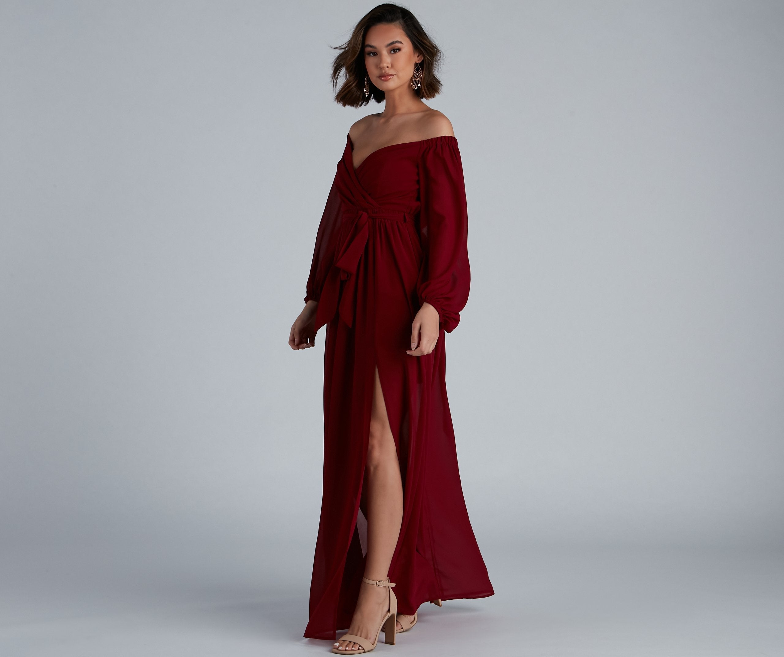 Britt Off-The-Shoulder Chiffon Formal Dress Sai Feel