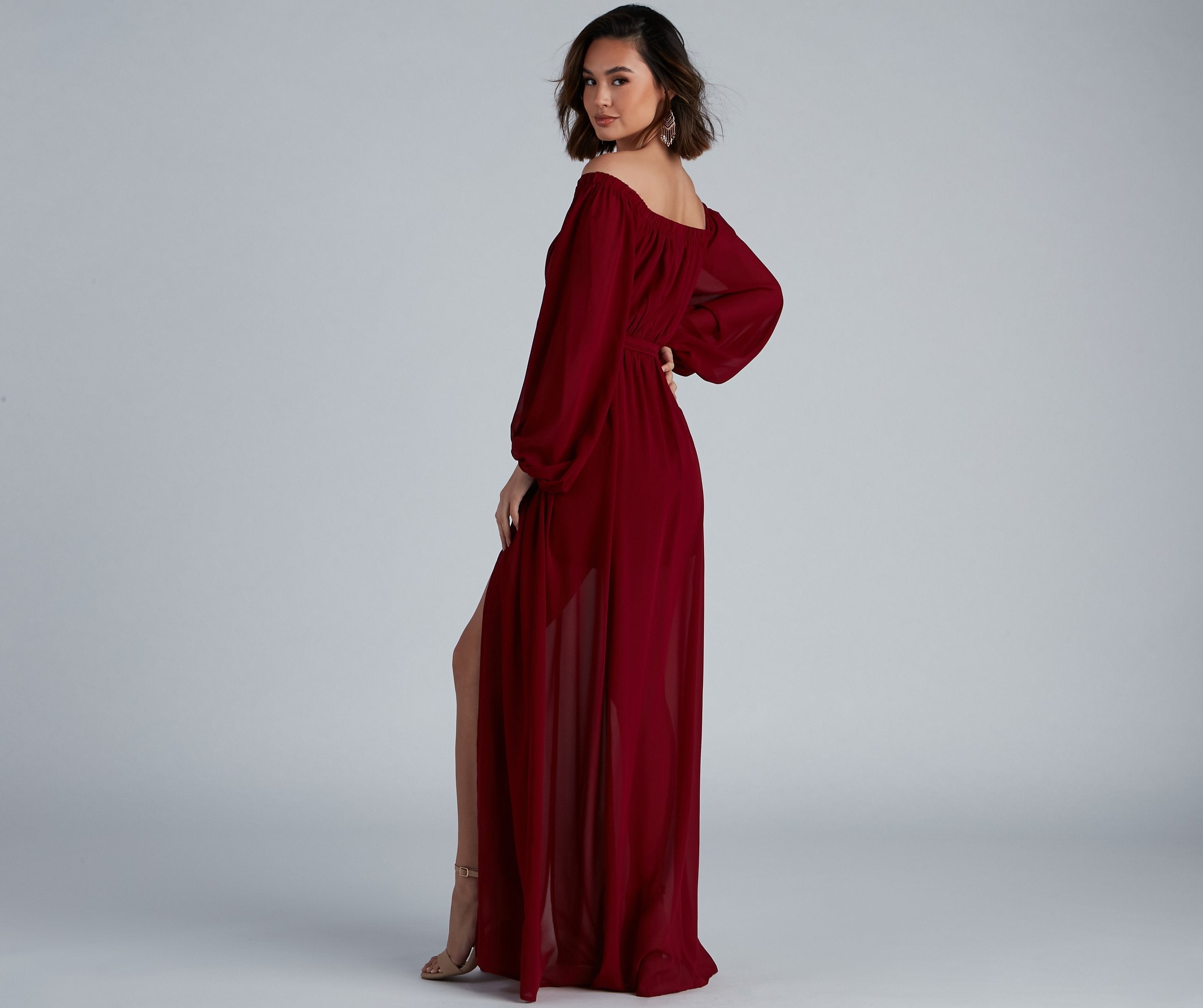 Britt Off-The-Shoulder Chiffon Formal Dress Sai Feel