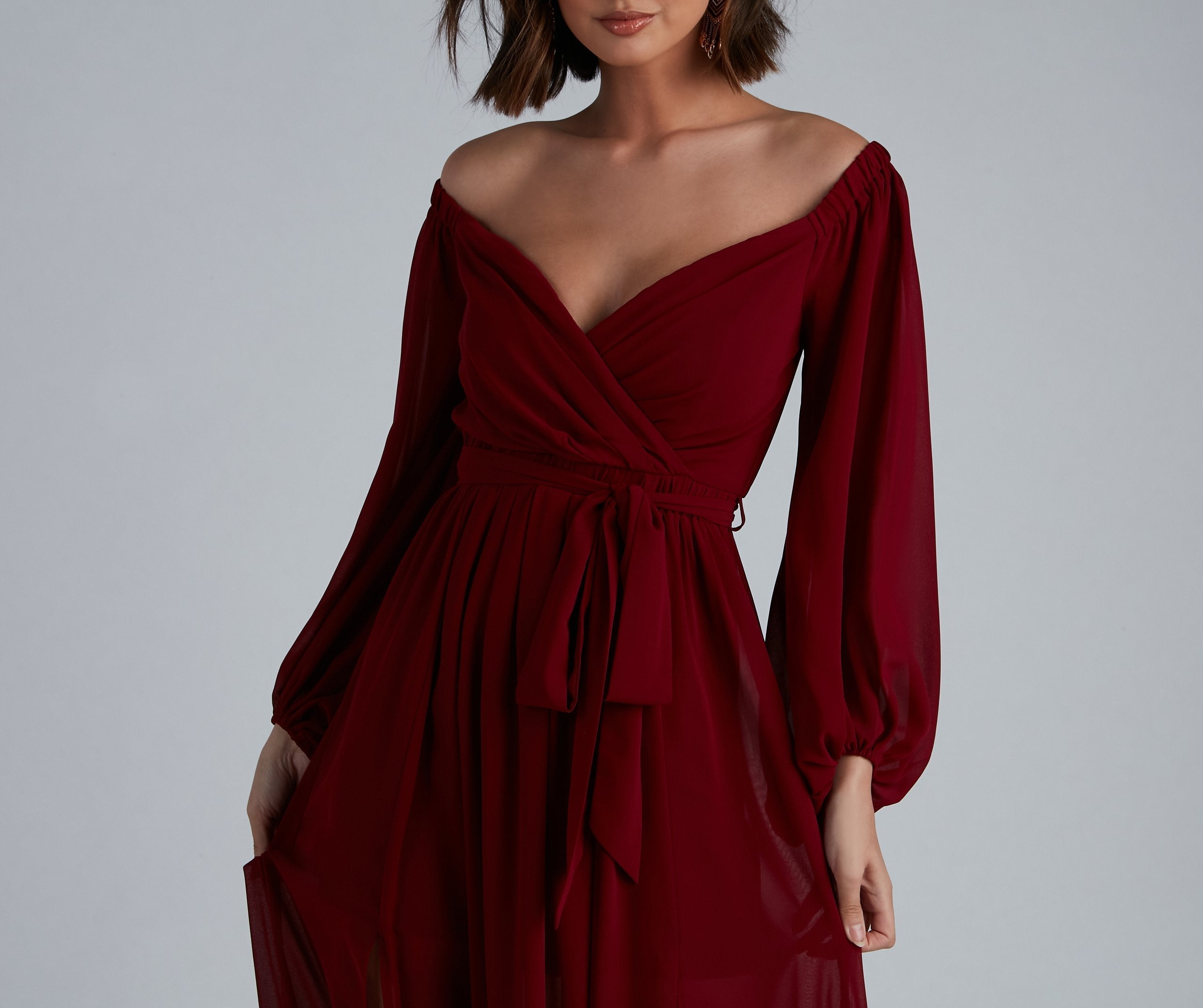 Britt Off-The-Shoulder Chiffon Formal Dress Sai Feel